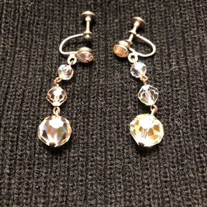 Crystal dangle clip-on earrings